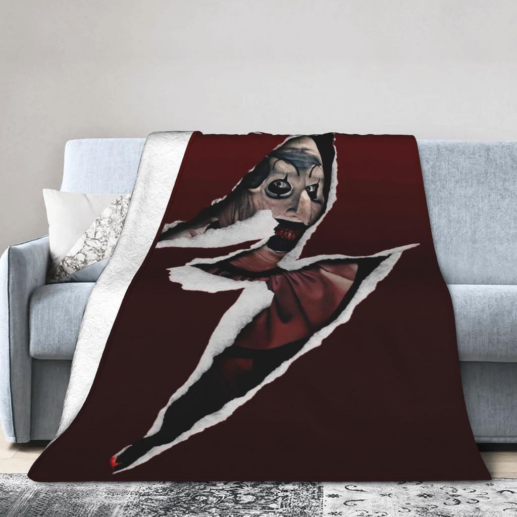 Теплое Мягкое ОдеялоДетское Взрослое Декоративное Одеяло-Плед по Мотиву Фильма Ужасов "Ужасающий 3" Фланелевое Покрывало для Дивана Кресла Дивана Покрывало для Кровати