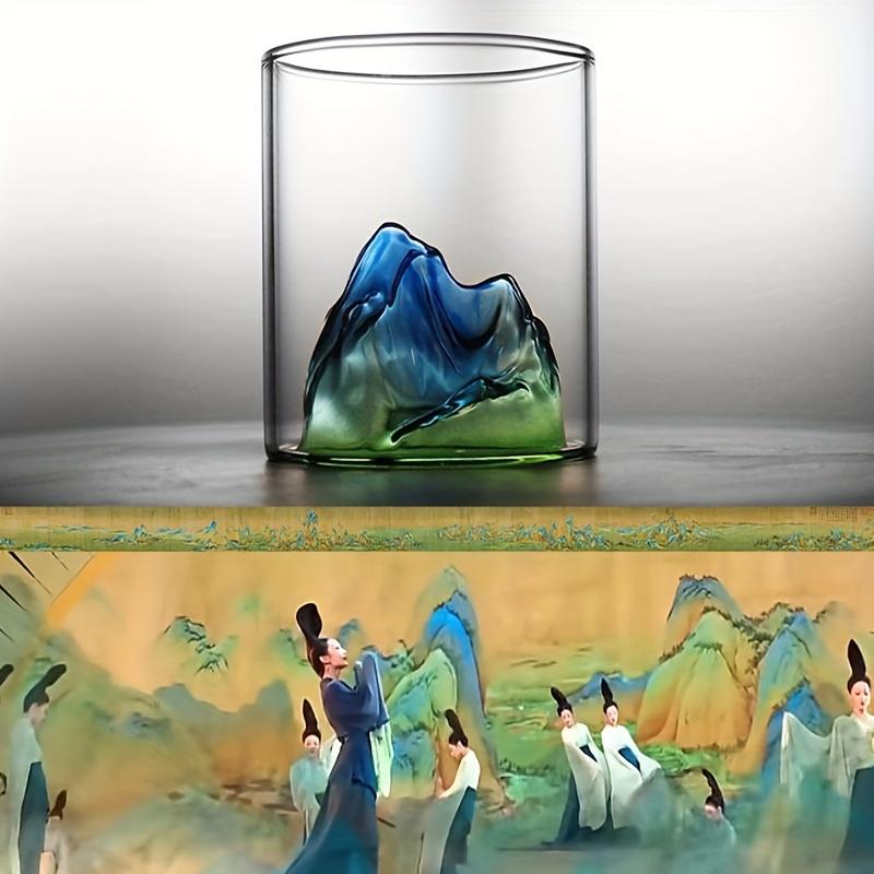 4 шт. Горные внутренние стеклянные чашки 3D 6,09 унций чашки для воды Термостойкое стекло Чашки для кунг-фу Стаканы для питья для сока, чая с молоком и многого другого Лето Зима D