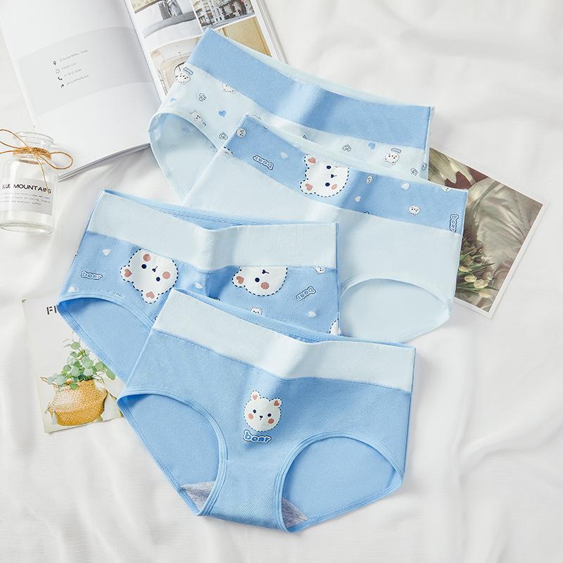 LANGSHA Large Size 5XL Panties Women Cotton High Waist Underwear Girls Briefs Lovenly Print Lingerie