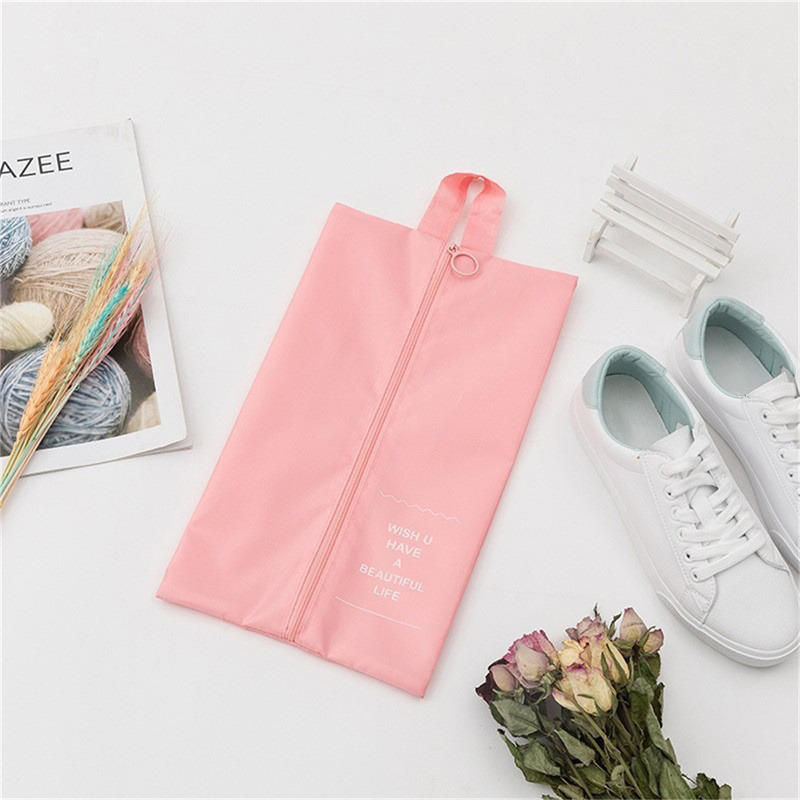 Portable Travel Foldable Shoe Bag Polyester Storage Case Convenient Pouch Organizer Shoes Sorting Zipper Tote