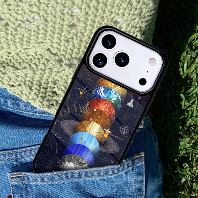 Space Planets Solar System Phone Case For iPhone 17 AIR 16 Pro Max 15 14 Pro 11 12 13 Shockproof Silicone Cover
