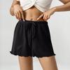 Женские модные однотонные повседневные фактурные безкарманные удобные эластичные шорты с иглой