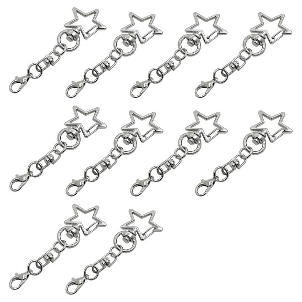 10Pcs Multi Styles Spring Snap Keychain 360 Rotate Star Shaped Clasp  DIY Jewelry Making