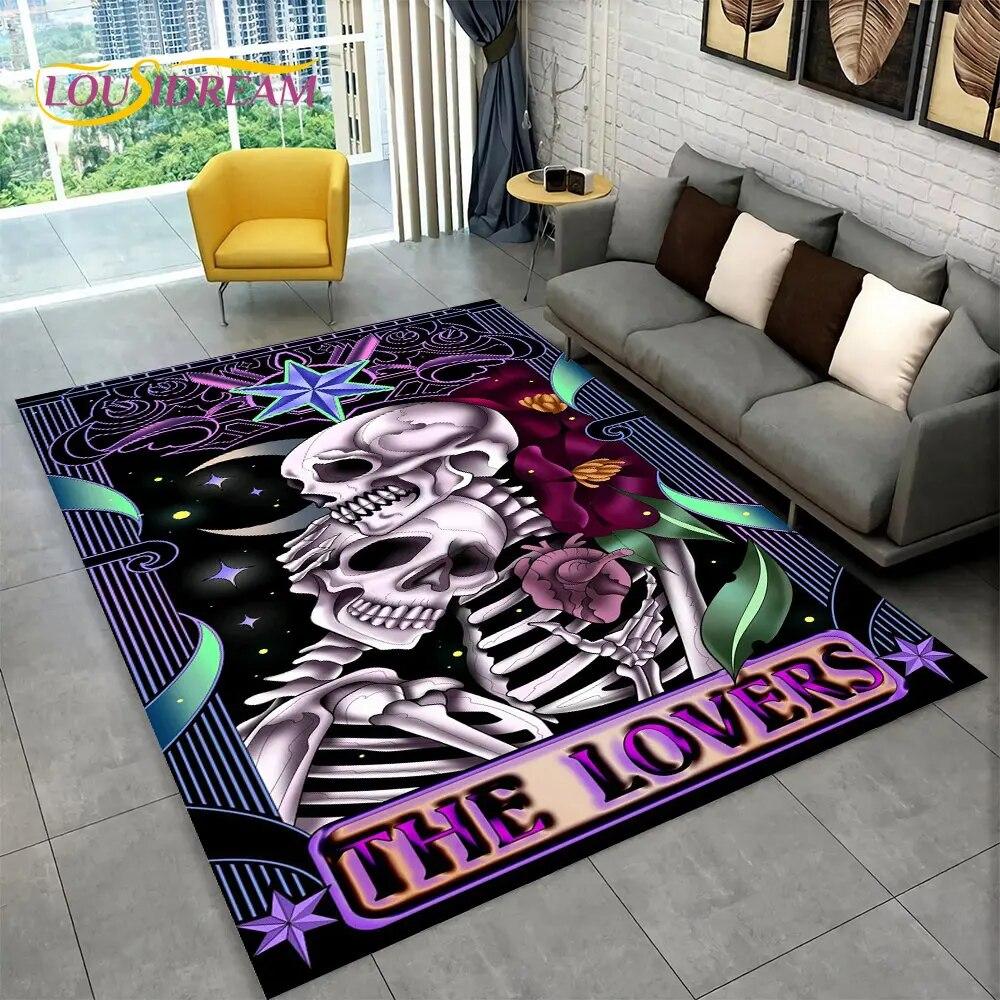 3D Creative Gothic Horror Skull Modern Area Rug,Carpet Rug for Living Room Bedroom Sofa Doormat Decor,Kitchen Non-slip Floor Mat