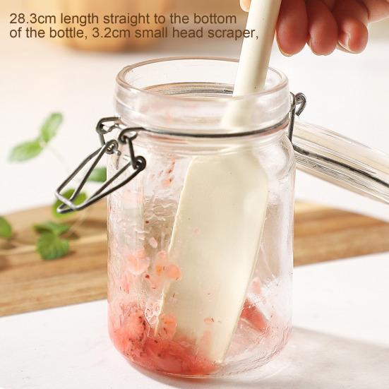 Силиконовая лопатка для банок для соскребания, намазывания, с длинной ручкой, резиновый скребок для банок, бутылок, термостойкий, не содержит БФА, силикон