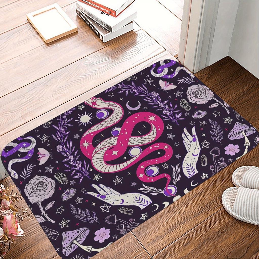 1PC Cyberpunk Skull Pattern Kitchen Rug Non-Slip Door Mat Pop Design Bathroom Rug Bath Mat Carpet for Home Sink Laundry Decor