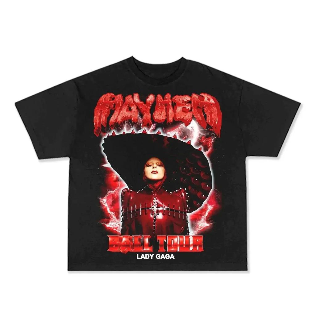 Summer Trendy Men's T-shirt Lady Gaga Casual Cotton Tees Retro Lady Gaga Short Sleeve Tee Unisex Summer Y2k Tops Men's Clothing