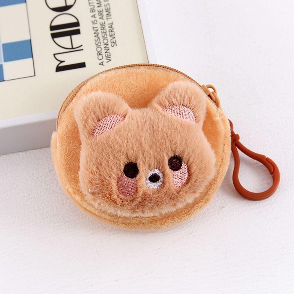 Mini Cartoon Plush Coin Purse Cute Lipstick Storage Bag Durable Headphone Bag Travel