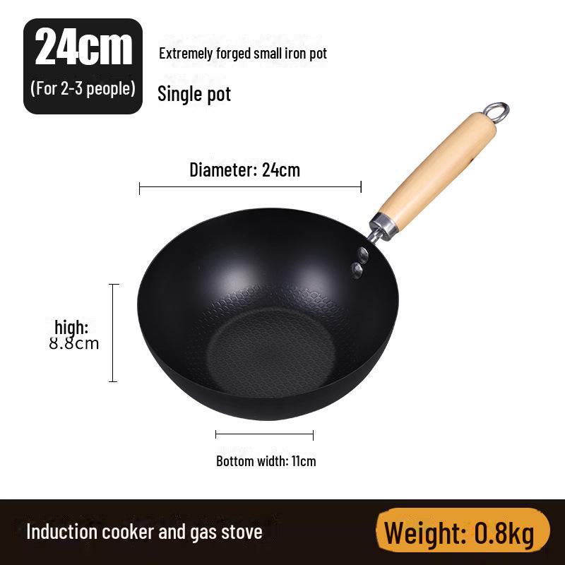 Мини-сковорода без покрытия диаметром 20 см для индукционных плит — компактная, легкая, идеальная для использования одним человеком