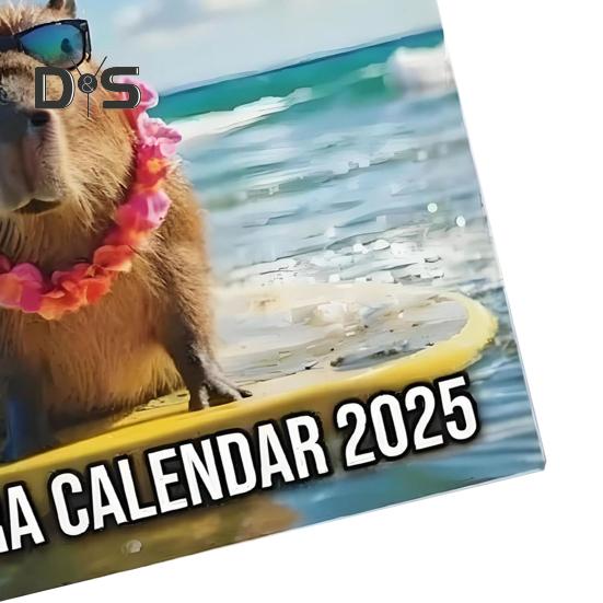 Настенный календарь с изображением капибары на 2025 год, ежемесячный календарь с изображением капибары, подвесной календарь с изображением животных, подарок для любителей капибары