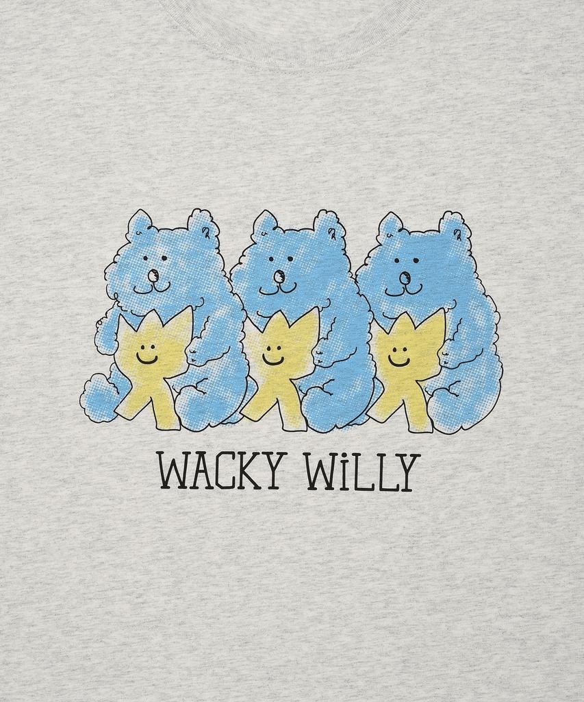 WACKY WILLY Футболка с принтом медведя, короткий рукав, светло-серый