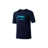Li Ning Classic Series Letter Logo Printed Quick-Dry Cool Short Sleeve T-Shirt Unisex Tops Ink-Blue ATSU493-6