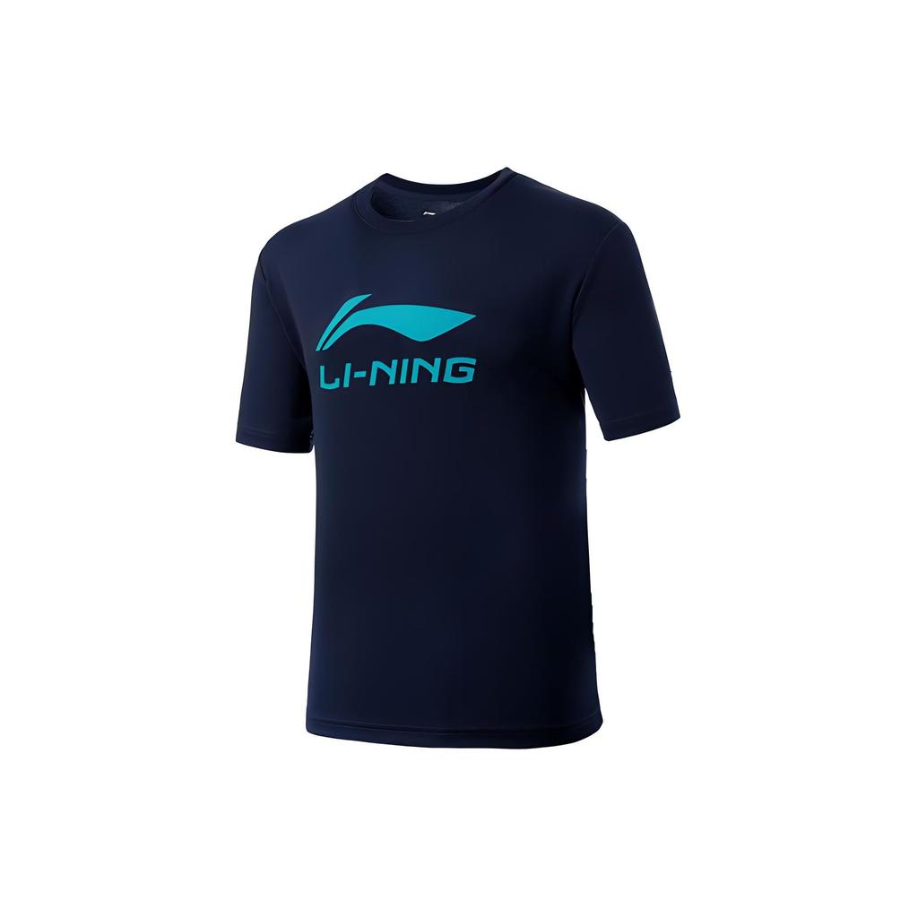 Li Ning Classic Series Letter Logo Printed Quick-Dry Cool Short Sleeve T-Shirt Unisex Tops Ink-Blue ATSU493-6