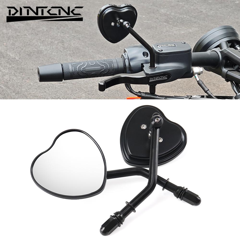 For Harley XL 883 X48 Fat Boy Heart Shape Rearview Mirror Side Motorcycle XL883N CVO Road Electra Glide Ultra Street Universal