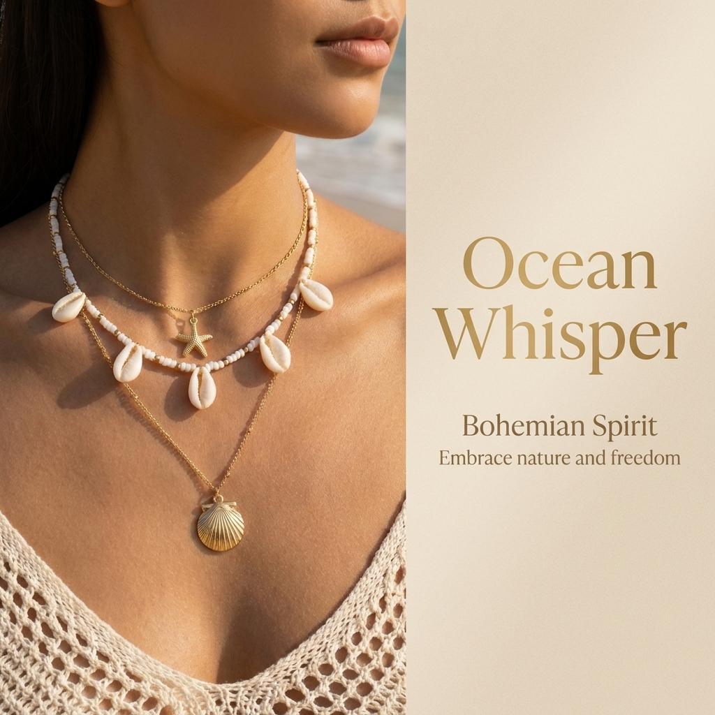 Boho Chunky Shell Layered Necklace for Women Gold Color Starfish Cowrie Scallop Pendant Summer Beach Festival Jewelry Gift