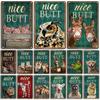 Nice Butt Metal Poster Funny Bathroom Metal Tin Sign Retro Animal Wall Plate Home Bar Club Wall Decor Sign Metal Plaque