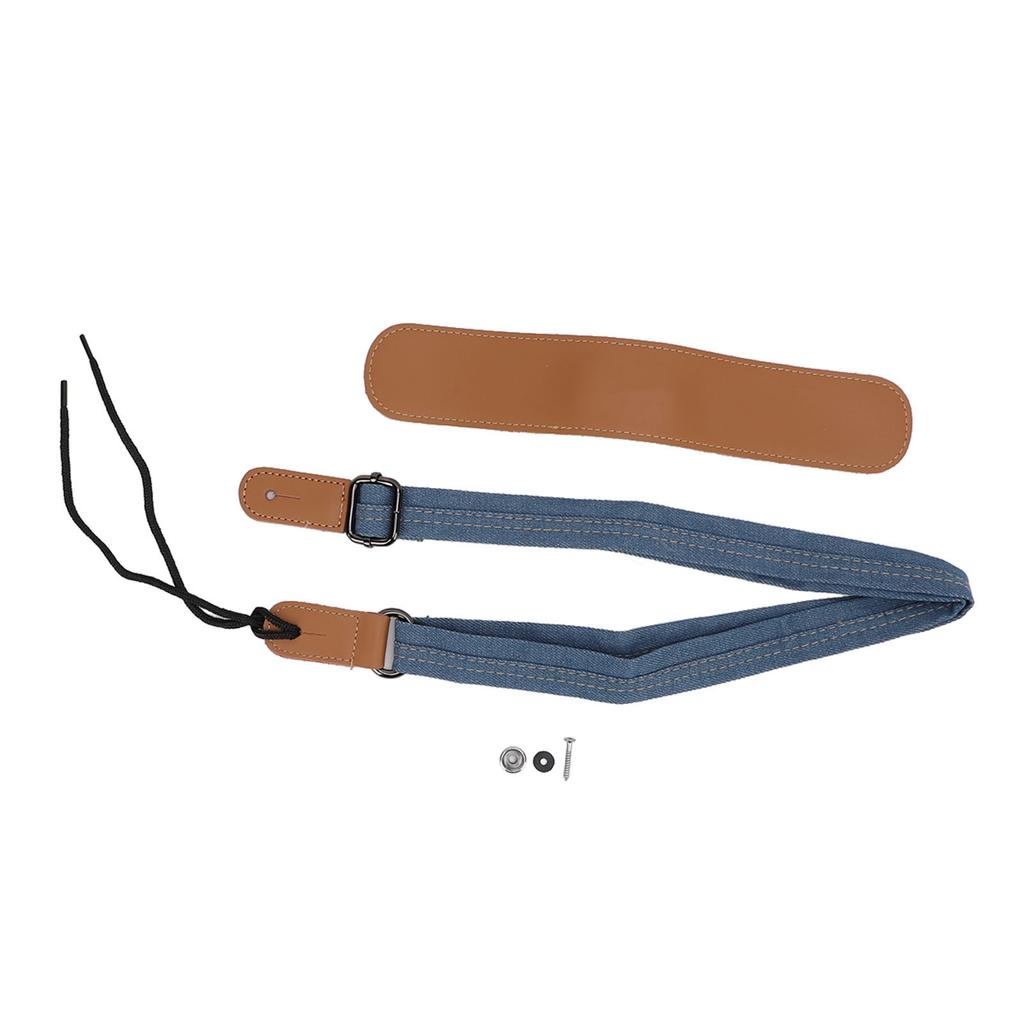 Ukulele Strap Cross Shoulder Pad Denim Leather Adjustable Length Neck Belt Replacement