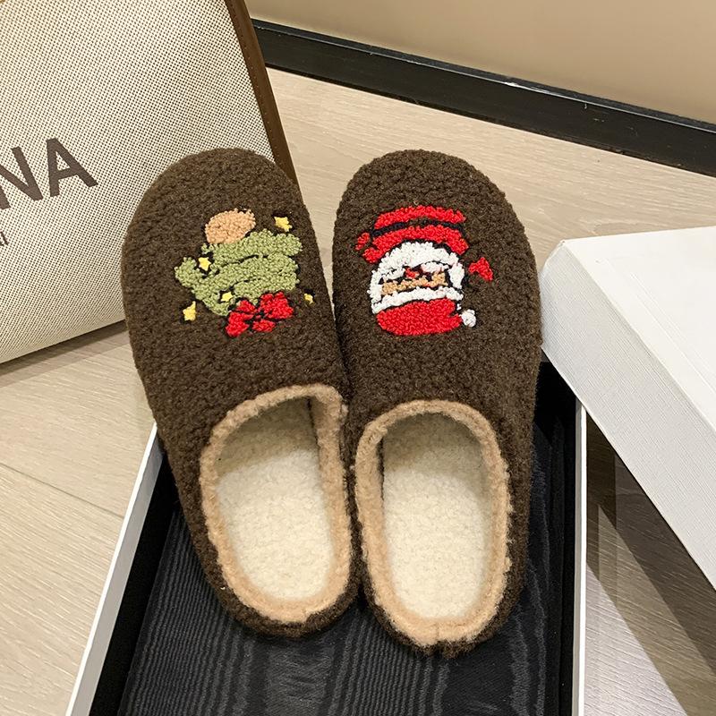 Новый удобный дом милый мультяшный Гринч 2025 зимние хлопковые тапочки женские парные теплые хлопковые тапочки