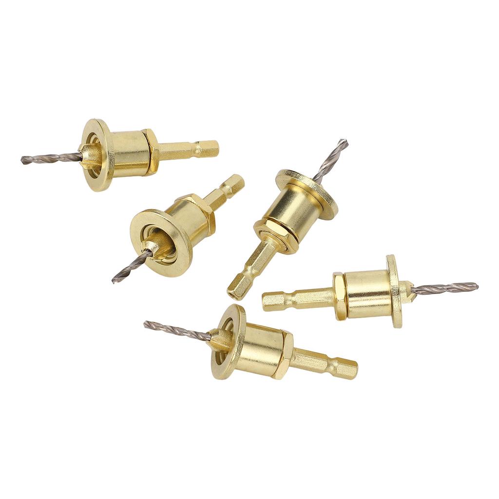 5Pcs Countersink Drill Bit Set 1 4in Adjustable Hex Shank 2.8 4mm Cone Hole Counterbore Router with Stop Screw 10mm Dia