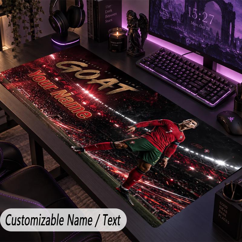 Large Mouse PadCristiano Ronaldo Custom Name Text Personalized Desk Mat Non Slip Gaming Pad