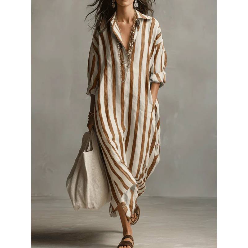 Stripe Shirt Dress With Pockets For Casual Summer Wear