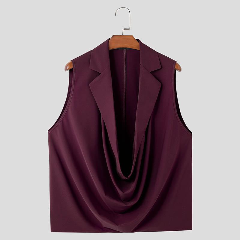 INCERUN Мужские свободные майки без рукавов с вырезом-хомутиком и глубоким V-образным вырезом