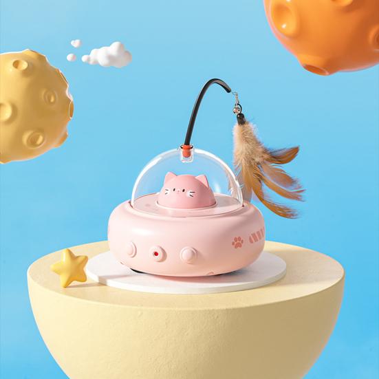 Электрическая палочка-дразнилка для кошек, перезаряжаемая через USB, автоматическая движущаяся игрушка для кошек, интерактивная, активируемая движением, перьевая палочка со светом для скучающей взрослой кошки