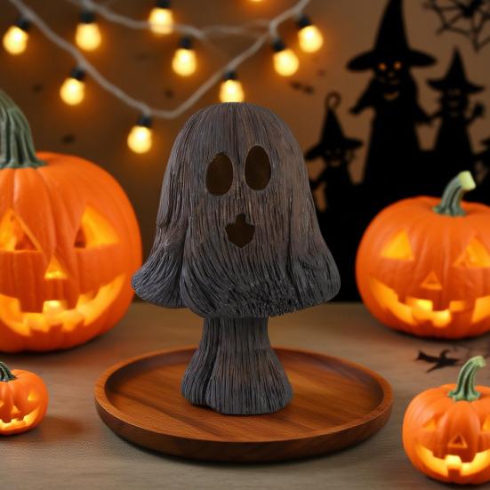 Halloween Mushroom Light Spooky Ghost Mushroom Night Light Resin Table Lamp