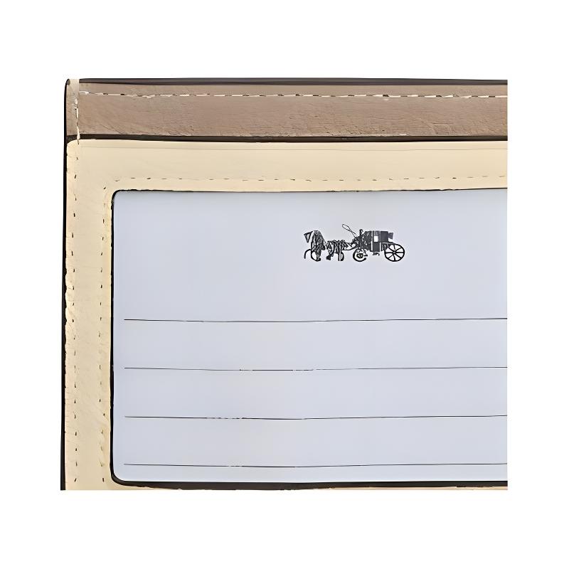 Coach Кошелек для карт Тонкий чехол для удостоверения личности 10 Логотипов брендов Лимонный узор Изысканная кожа с текстурой гальки Чехол для карт Обычный Унисекс Пара Лунный цвет лунный цвет