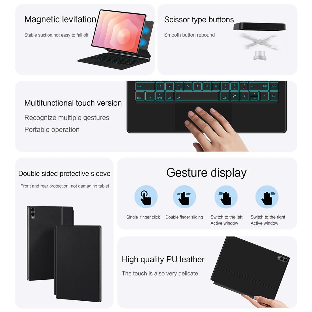 Чехол-клавиатура Magic Keyboard для Samsung Galaxy Tab S11 Ultra 14.6'' 2025 SM-X930 X936B Smart Cover Folio для Tab S11 11" X730 X736B Чехол