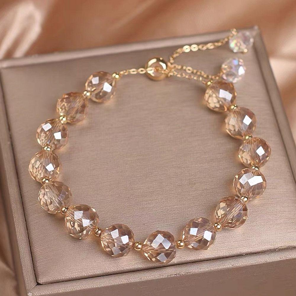 Stone Beads Crystal Bracelet Shiny Crystal Sweet Jewelry Elegant Beads Bracelet For Women