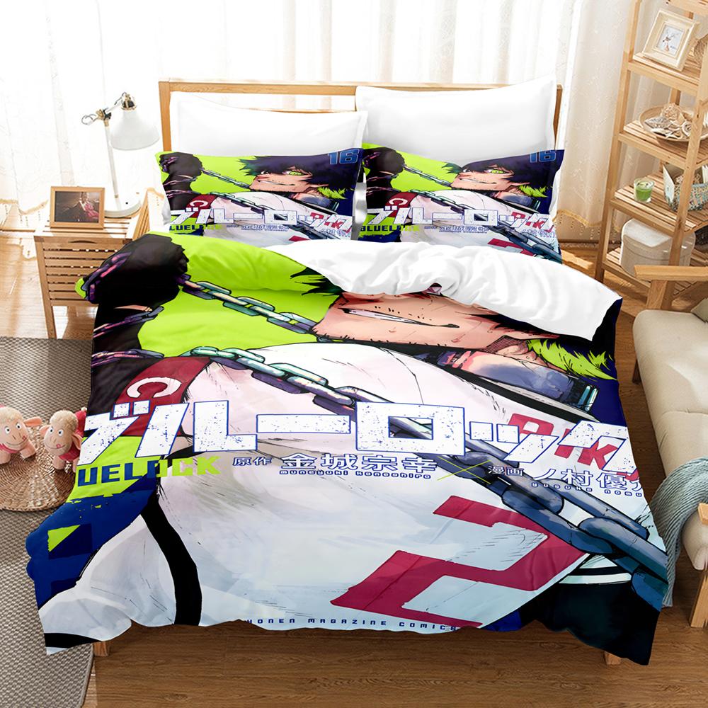 Постельное белье Blue Lock Комплект Горячее Аниме Пододеяльник Комплект Король Королева Полуторный Двуспальный Размер Комплект Чехла для Одеяла Для Подростков и Мальчиков Любитель Аниме