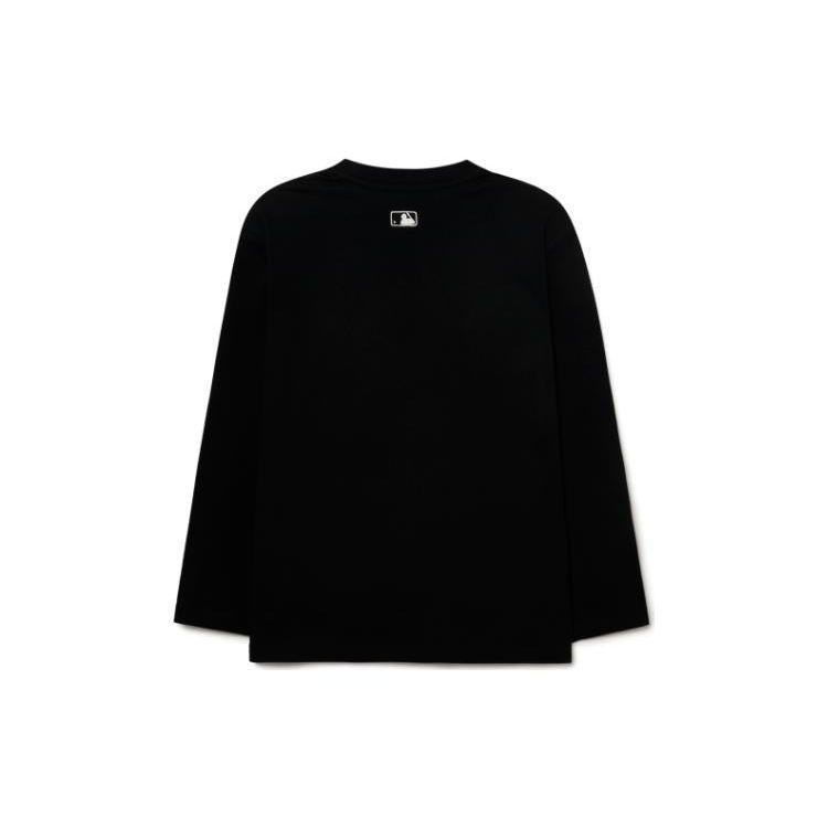 MLB New York Yankees Logo Embroidered Crew Neck Pullover Long Sleeve T-Shirt Unisex Tops Black 3ATSB0131-50BKS