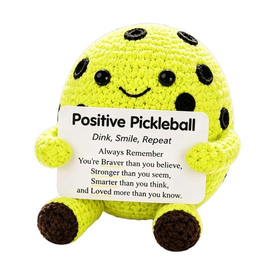 Pocket Sized Inspirational Gift for Athletes Knitted Positive Sports Ball Plush Emotional Support Doll with Hand Woven Encouraging Words Encouragement