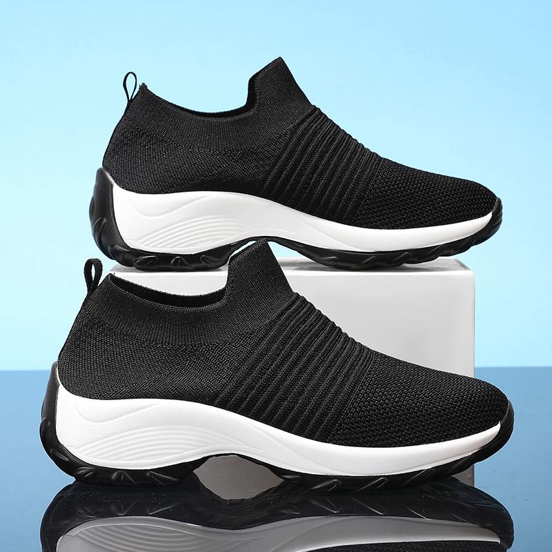 New Trendy Women's Mesh Casual Shoes with Slope Heels Tennis Sports Breathable Hiking Comfortable Woman Shoes Zapatos De Mujer