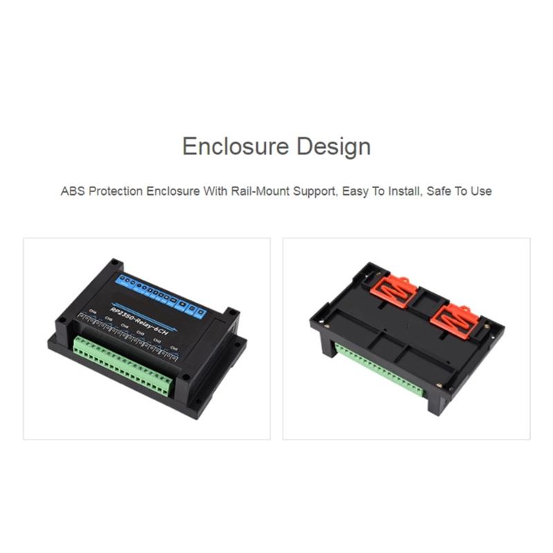 Rail Mount ABS Housing 6 Channel Relays Module Control Onboard for RS485 Interfaces Type C Port Industrial Module