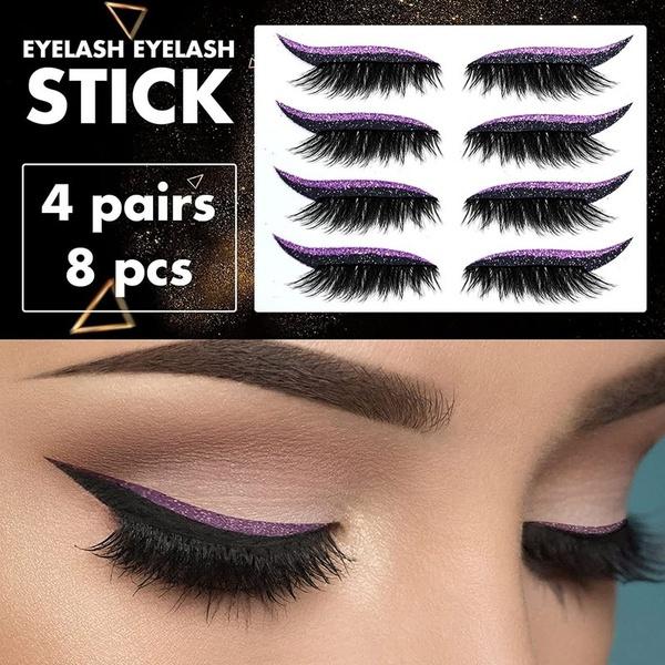 Eyelash Stickers Reusable Glitter Eyeliner False Eyelash Stickers Nightclub Stage Eye Makeup Stickers Lazy Eyeliner False Eyelashes Stickers