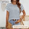 Женские модные повседневные блузки и рубашки с круглым вырезом и коротким рукавом