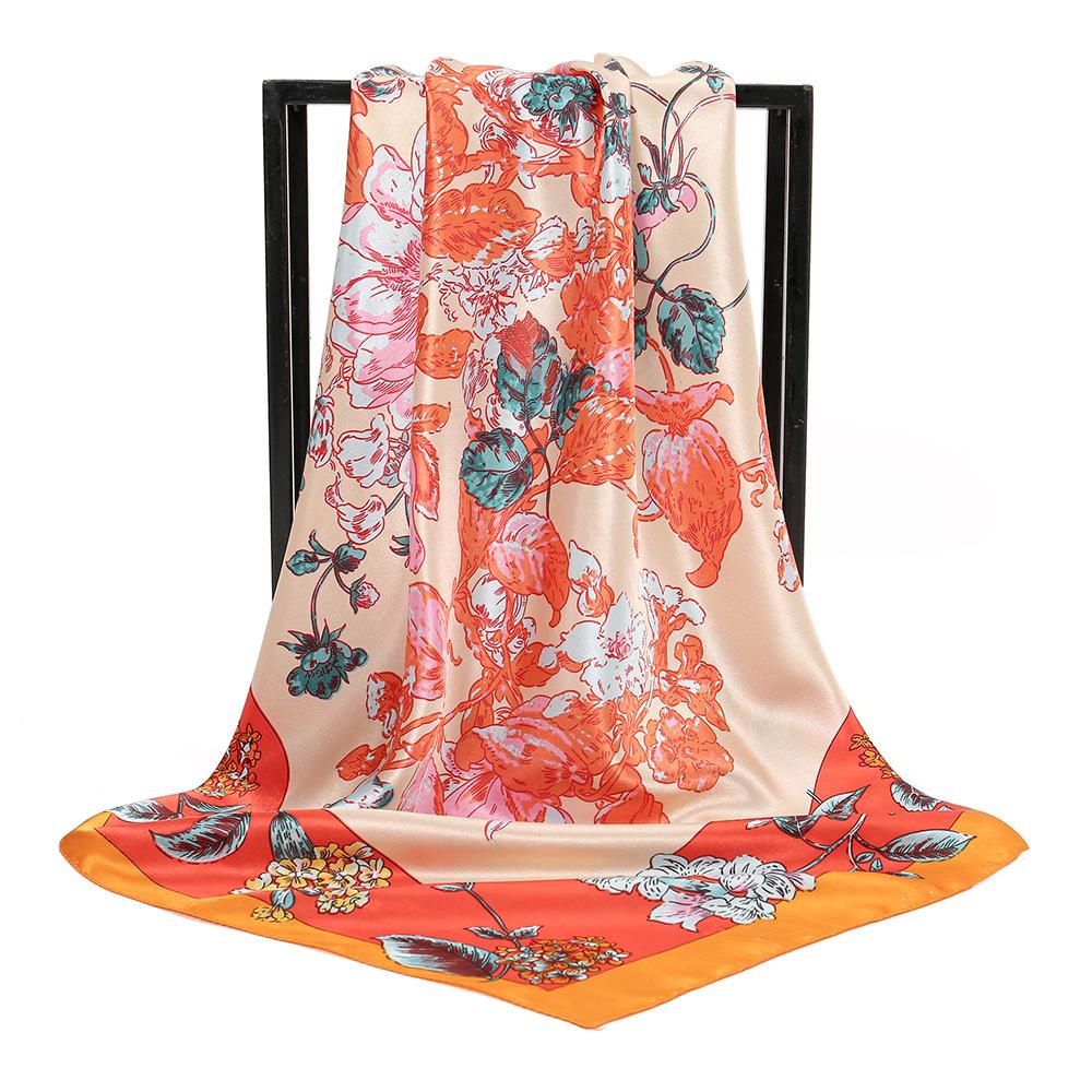 Spring and Autumn Women's Cashew Print Square Scarf Fashion Commuting Versatile Headscarf Stained Rose Square Scarf