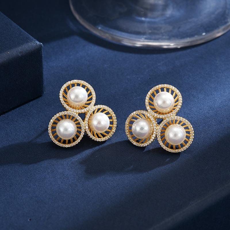 Легкие роскошные ретро полые жемчужные серьги-гвоздики уникальный дизайн микро циркониевые модные серьги