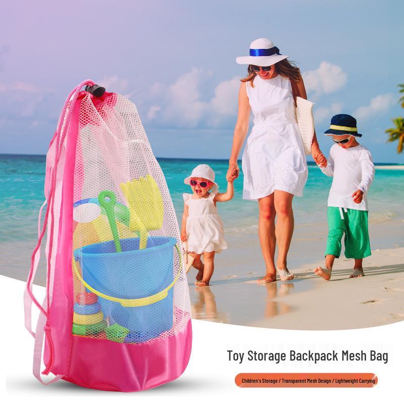 Large Mesh Toy Storage Backpack for Kids: Sand Play Set & Tools Organizer