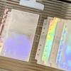 10PCS 1/2/3 Pockets A6 Binder Sleeves Transparent Photo Card Album Refill Inner Page Laser Rainbow Star Inside Page