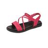 Roman Sandals Women's Summer New Round Toe Open Toe Thin Strap Soft Sole Non-slip Wear-resistant Flat Beach Shoes