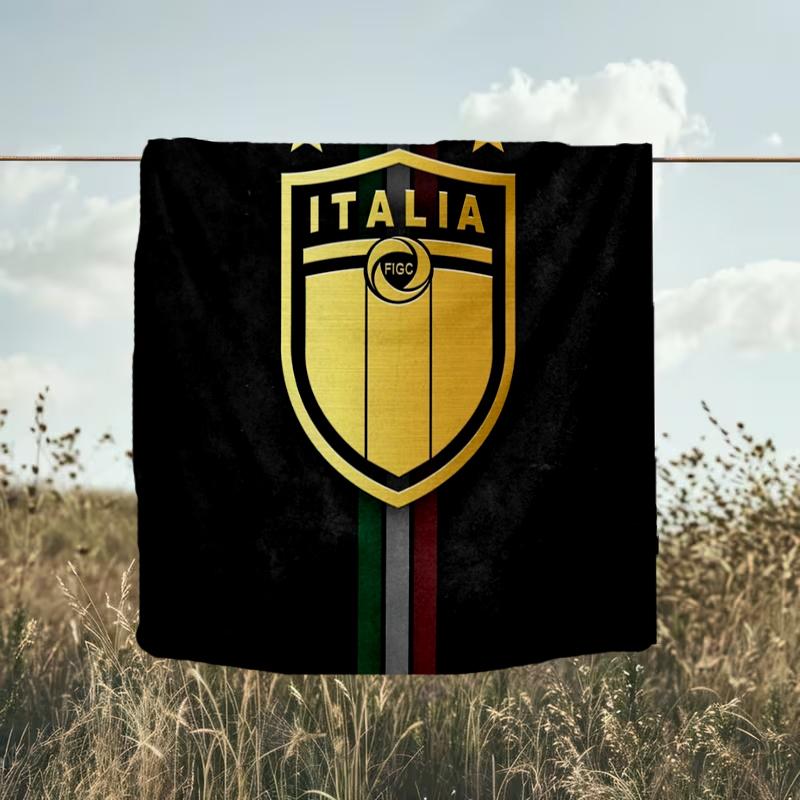 1PC Italian Football Crest Printed Soft Flannel Blanket Throw for Adult Bedroom Living Room Sofa Camping Travel Fan gifts Christmas Gifts
