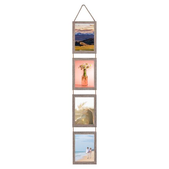 Настенная фоторамка 6/7 дюймов, деревенская, из массива дерева, вертикальная рамка для коллажа