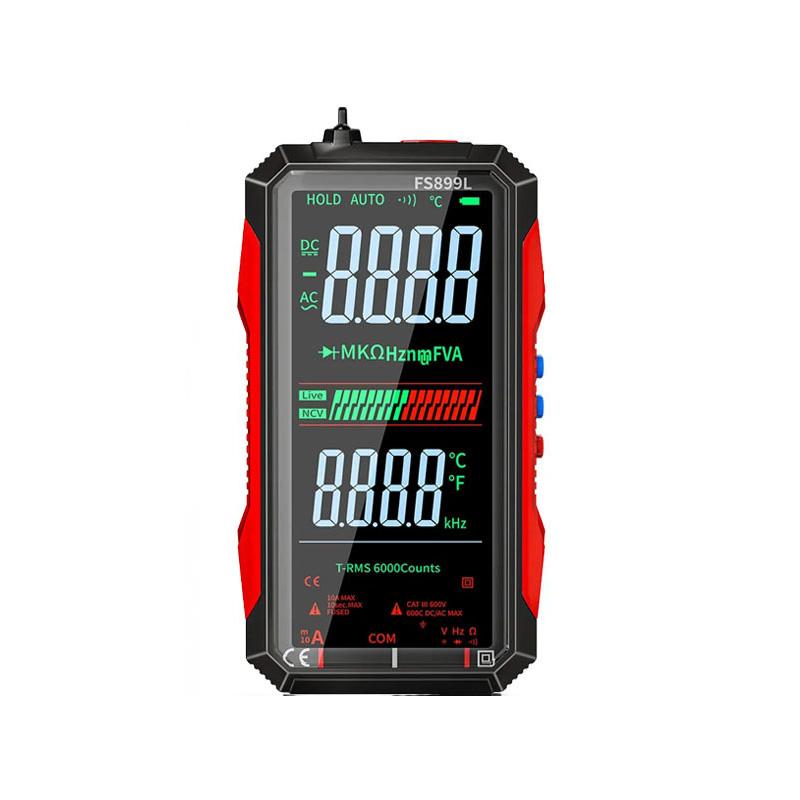 FS899C/FS899L Rechargeable Digital Multimeter 4.8 Inch Screen 6000 Counts Smart Auto Ranging Capacitance Ohm Hz Diode Tester