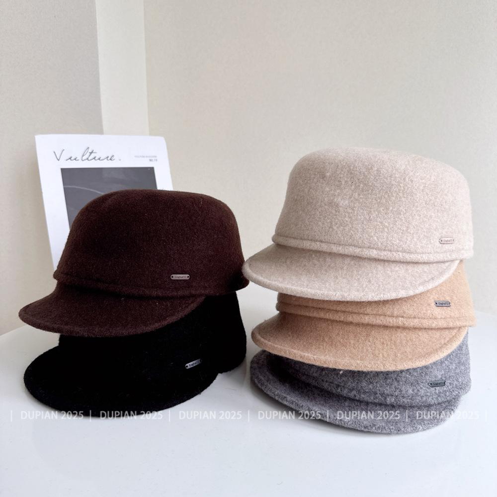 Xiaohongshu popular wool equestrian hat women's autumn and winter wool cap simple fashion newsboy hat baseball cap tide