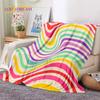 Rainbow Colour Illusion Cartoon Soft Flannel Blankets,Throw Blanket Comfortable Blanket for Picnic Beds Sofa Home Bedroom Gifts