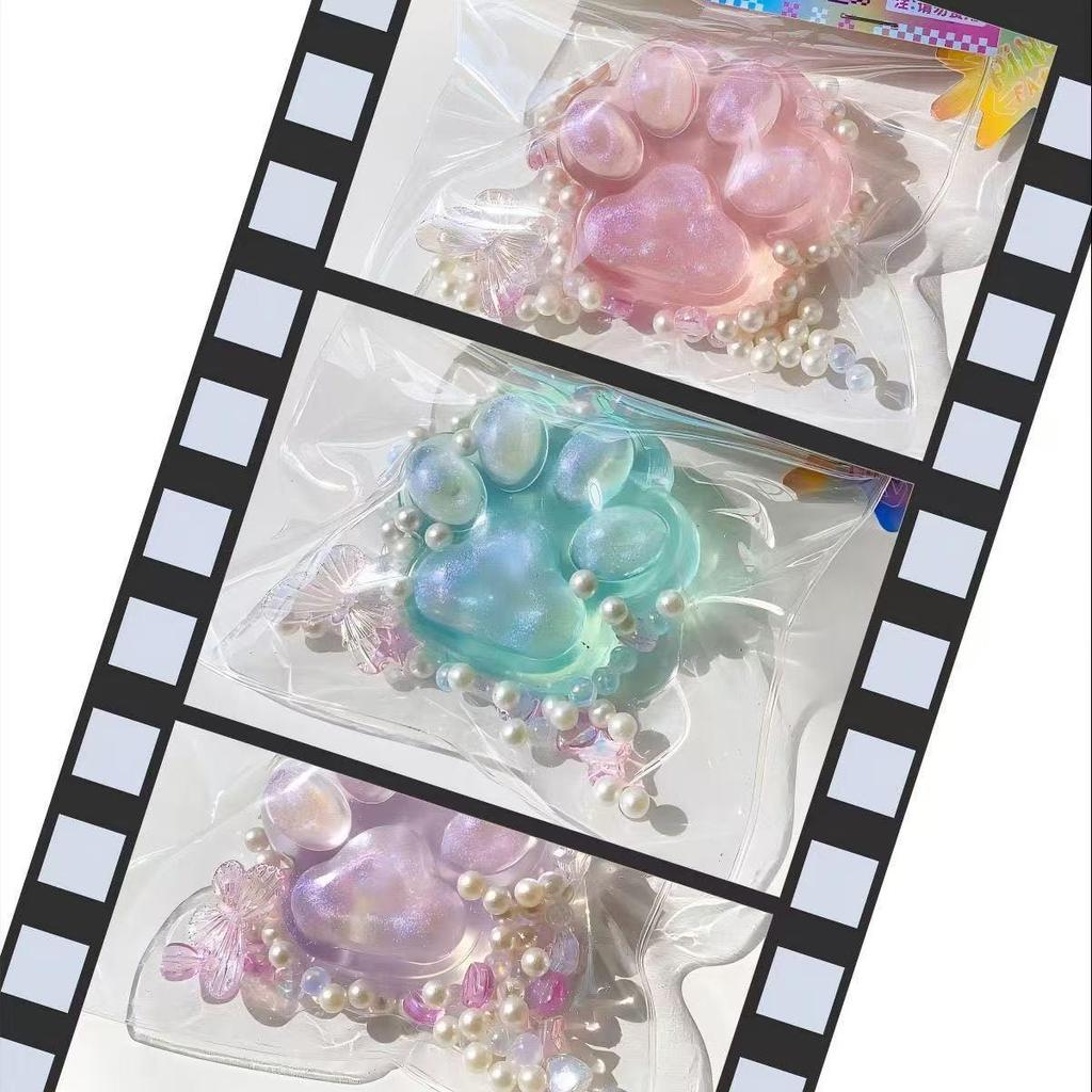 Pink Gold Cat Paw Squishy Toy for Girls - 2024 Decompression Artifact