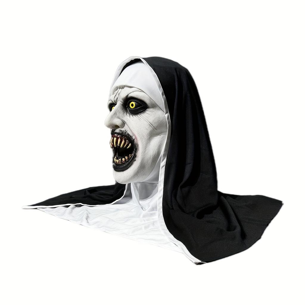 QUALTEUS Fashionable Nun Latex Mask - Hand Washable, Halloween Horror Role Playing Accessory